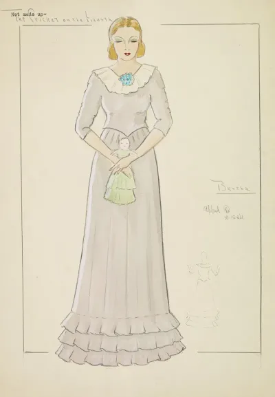 Cricket On The Hearth Bertha Grey Floor Length Dress With Doll