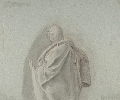 Cropped Study Of A Standing Man In A Cloak