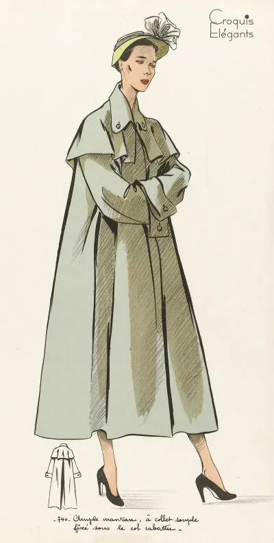 Croquis Elegants Ample Manteau