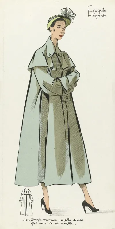 Croquis Elegants Ca 1949 1950 No 740 Ample Manteau
