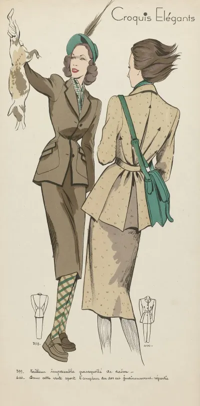 Croquis Elegants Tailleur Impeccable Passepoile De Daim