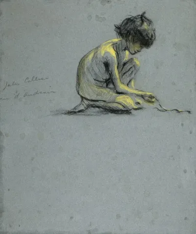 Crouching Boy With Snake