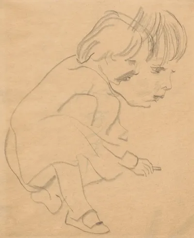 Crouching Child Nephew Alik Zdanevich