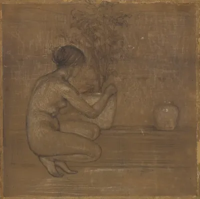 Crouching Figure Study For The White Symphony Three Girls