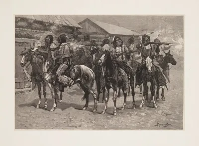 Crow Indians Firing Into The Agency
