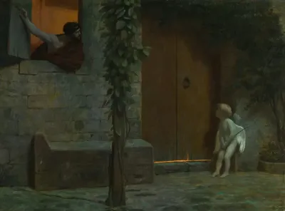 Cupid At The Door In A Rainstorm