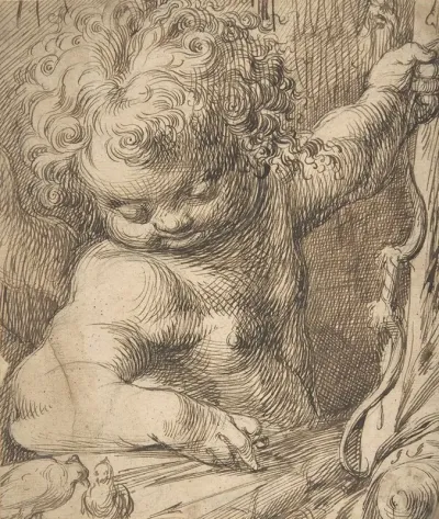 Cupid With Two Doves