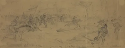 Custers Div Cavalry Capturing Prisoners Nr Turnpike