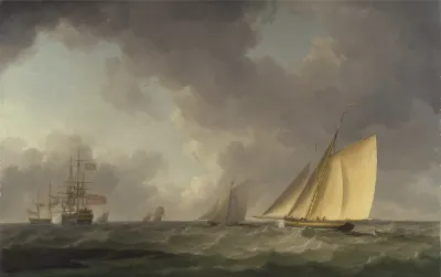 Cutter Close Hauled In A Fresh Breeze With Other Shipping