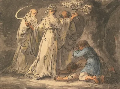 Cutting Mistletoe From It By The Druids