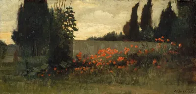 Cypress And Poppies