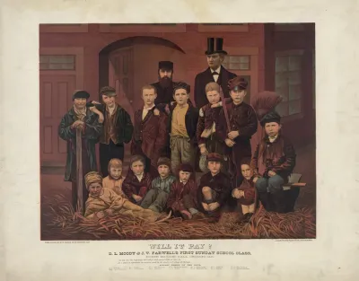 D L Moody And J V Farwells First Sunday School Class North Market Hall Chicago Ill
