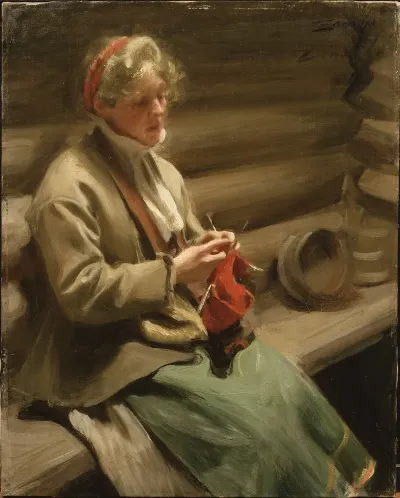 Dalecarlian Girl Knitting Cabbage Margit