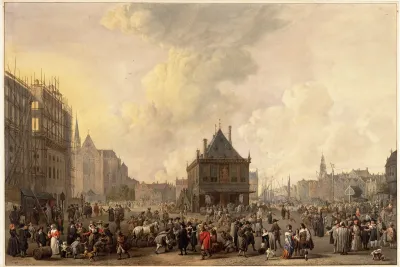 Dam Met Stadhuis In Aanbouw
