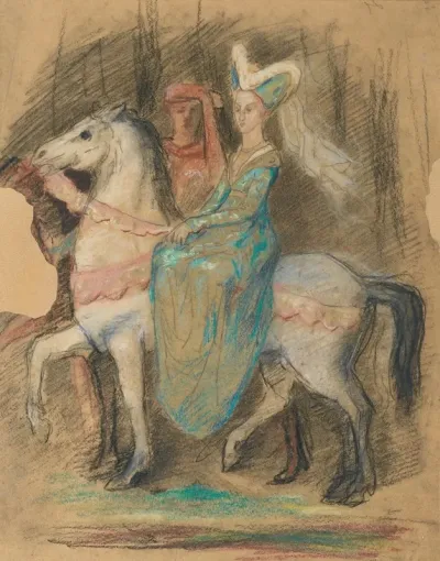 Dame Du Moyen Age A Cheval