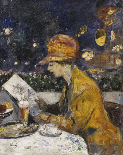 Dame Im Gelben Kleid Im Cafe Cafe Bauer