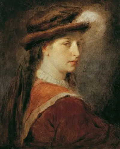 Dame Mit Federhut