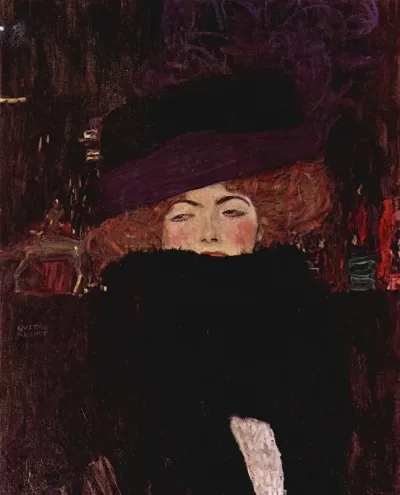 Dame Mit Hut Und Federboa