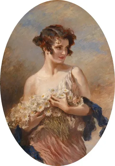 Dame Mit Margeritenstraus