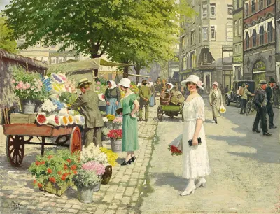 Damer Der Kober Blomster Pa Amagertorv