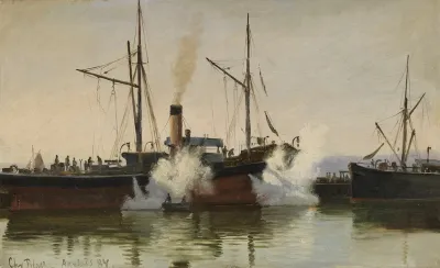 Dampfer Im Hafen Von Aarhus