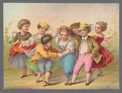 Dancing Children In Rustic Costume