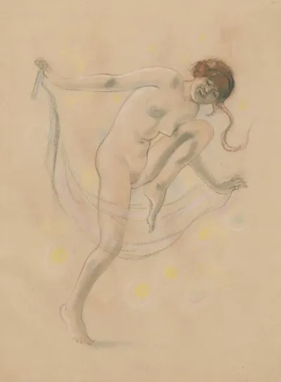 Dancing Female Nude With Veil
