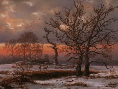 Danish Winter Landscape With Dolmen