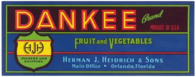 Dankee Brand Fruit And Vegetables Label