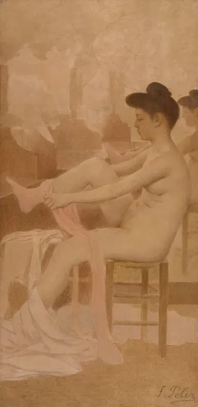 Danseuse Dans Sa Loge Enfilant Un Collant