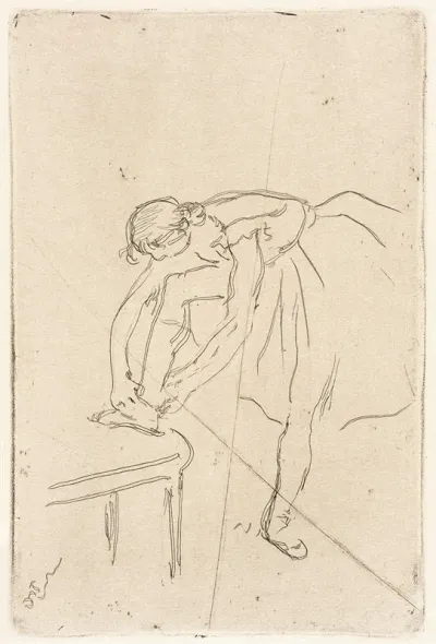 Danseuse Mettant Son Chausson