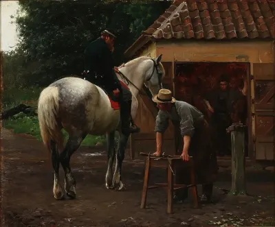 Dansk Soldat I Samtale Med En Smed Antagelig Motiv Fra 1864