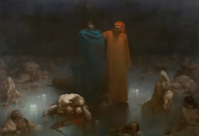 Dante And Virgil In The Ninth Circle Of Hell
