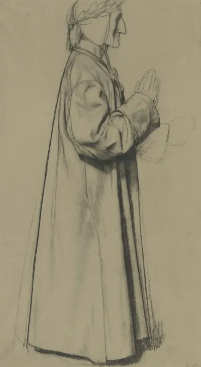 Dante Stehend Mit Lorbeerkranz