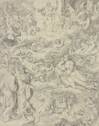 Dante Und Vergil Erblicken Paolo Und Francesca Oben Der Hollenrichter Minos