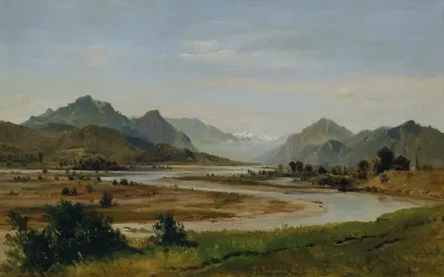 Das Inntal Sudlich Von Rosenheim Alpental Mit Flussschlinge