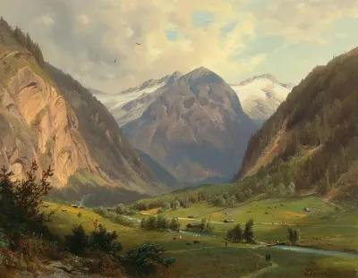 Das Kotschachthal Mit Dem Bocksteinkogel Mit Der Himmelswand Bei Wild Bad Gastein