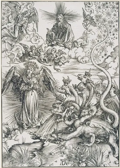 Das Sonnenweib Und Der Siebenkopfige Drache Aus Der Folge Der Apokalypse Latein Ausgabe 1511