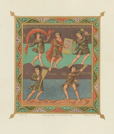 David Et Les Iv Compagnons Chantant Les Louanges Du Seigneur