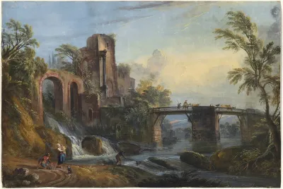Dawn Landscape With Classical Ruins