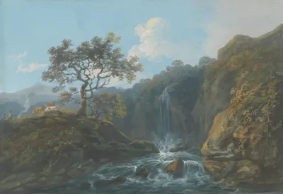 Day Landscape With Rapids And Cattle
