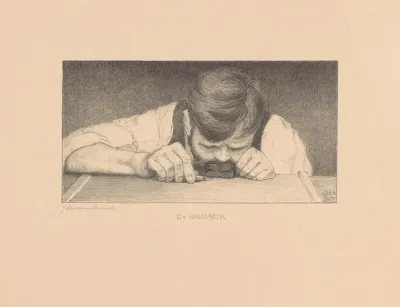De Graveur Pieter Dupont Aan Het Werk In 1908