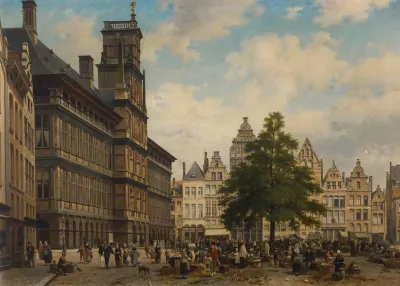 De Grote Markt Met Vrijheidsboom In 1875