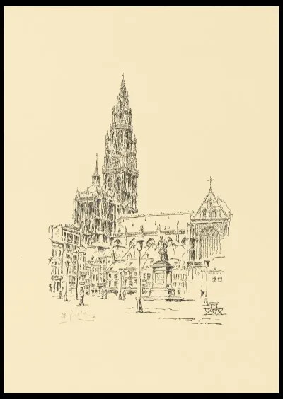 De Kathedraal Van Antwerpen Vanaf De Groenplaats