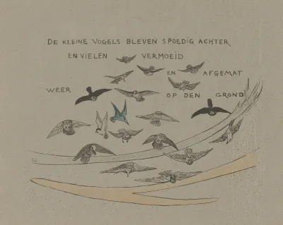 De Kleine Vogels Bleven Spoedig Achter En Vielen Vermoeid En Afgemat Weer Op Den Grond