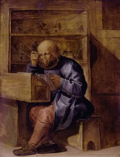 De Proeflezer Cornelis Kiel Aan Het Werk