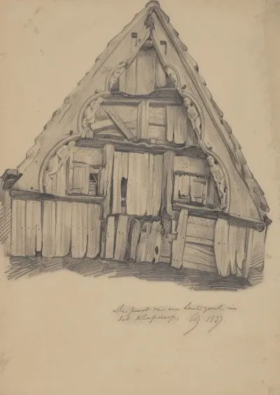 De Punt Van Een Houten Gevel In Het Klapdorp