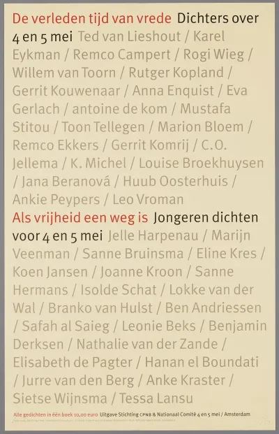 De Verleden Tijd Van Vrede Dichters Over 4 En 5 Mei Als Vrijheid Een Weg Is Jongeren Dichten Voor 4 En 5 Mei April 2005