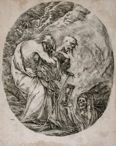 Death Carrying An Old Man Into A Grave