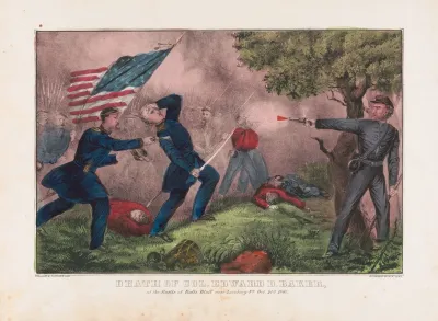 Death Of Col Edward D Baker At The Battle Of Balls Bluff Near Leesburg Va Oct 21st 1861